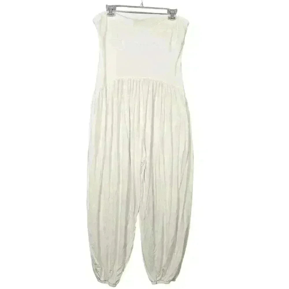 Free People Beach Jumpsuit Womens L White Tube top Cover up Loungewear